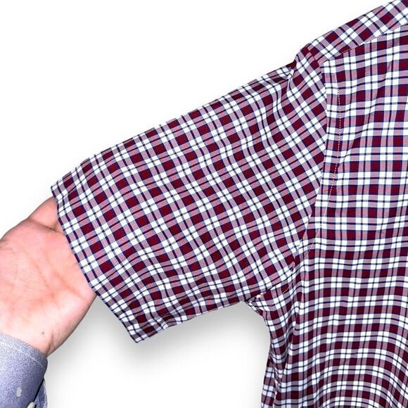 NWT Brooks Brothers Red & Navy Performance S/S Button Down M - Picture 6 of 9